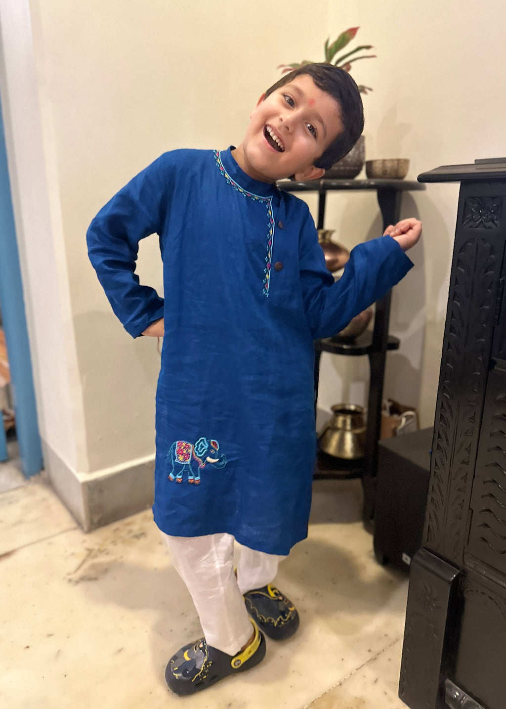 Embroidered Blue Kurta for Baby Boy
