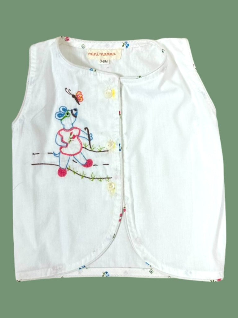 Embroidery white baby kids dress