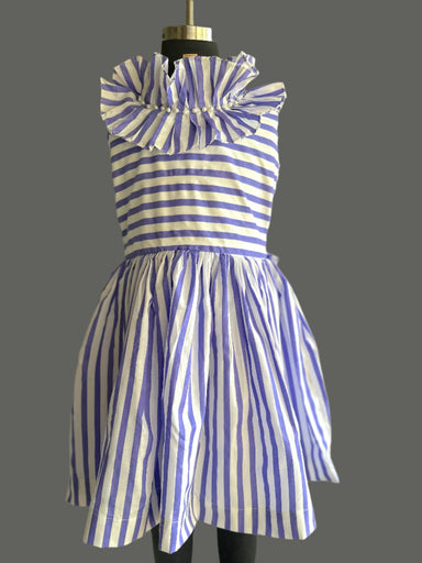 Iris Dress: Purple Cotton Striped Flared Dress for Girls– Mini Maana